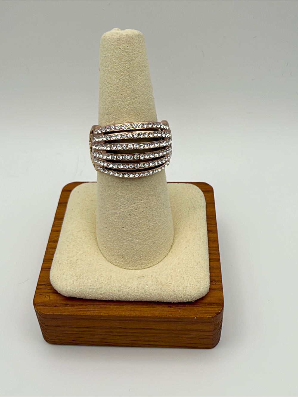 Rose Gold Multi-Row Crystal Band Ring